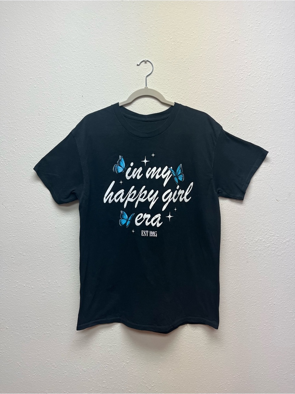 Butterfly “In my happy girl era” black shirt